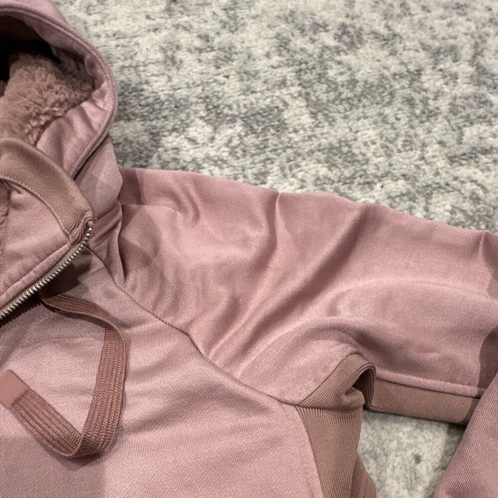 Athleta Pink Full Zip Hooded Lined Fleece Hoodie Pockets Women's M - Picture 5 of 10